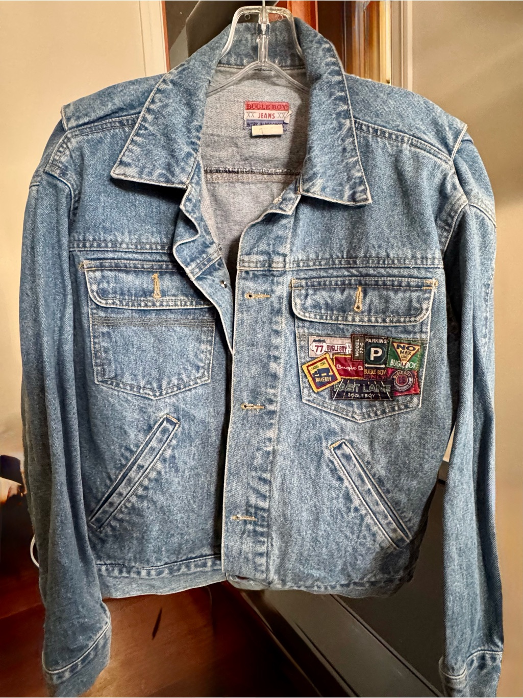 Light Blue Denim Jacket With Red & Blue Label